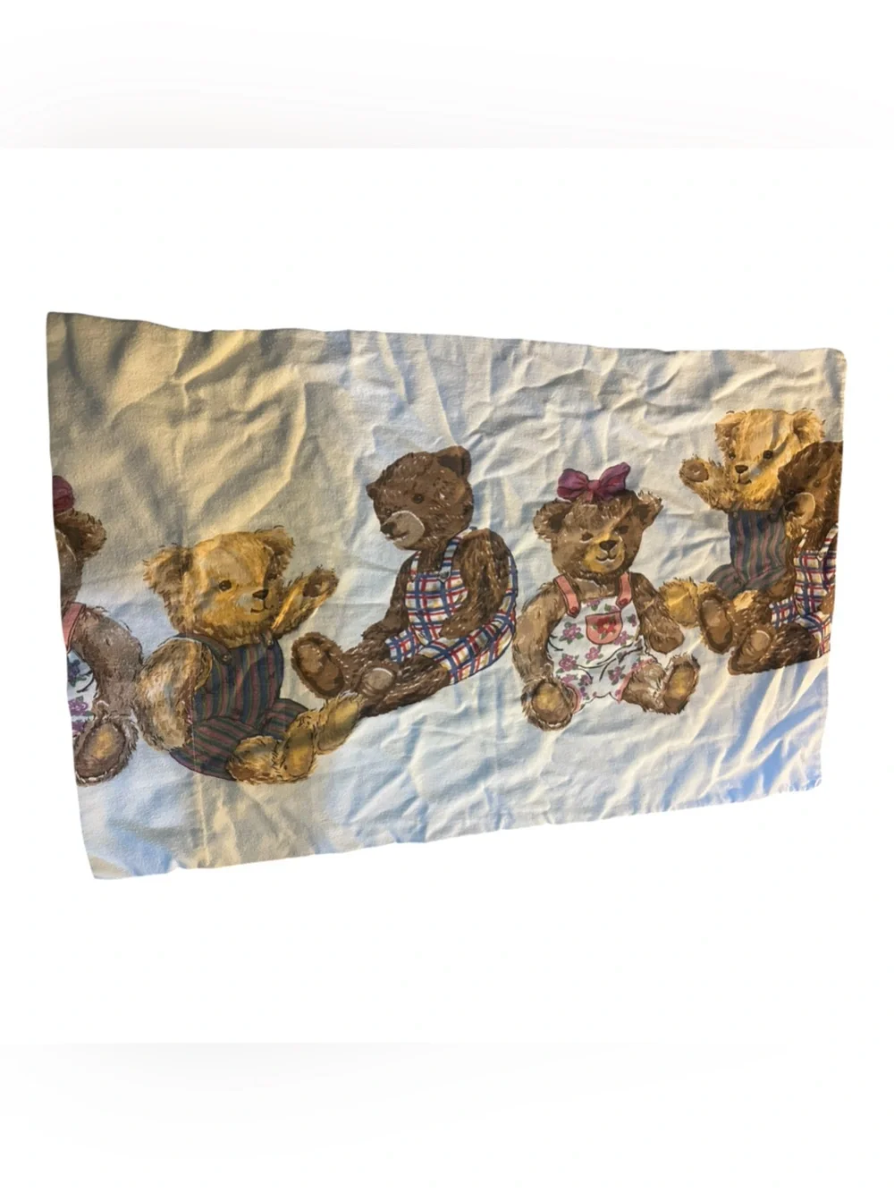 Vintage WestPoint Stevens Flannel Pillowcase Teddy Bear Print Made in USA